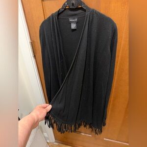 Central Park West Black Fringe Cardigan